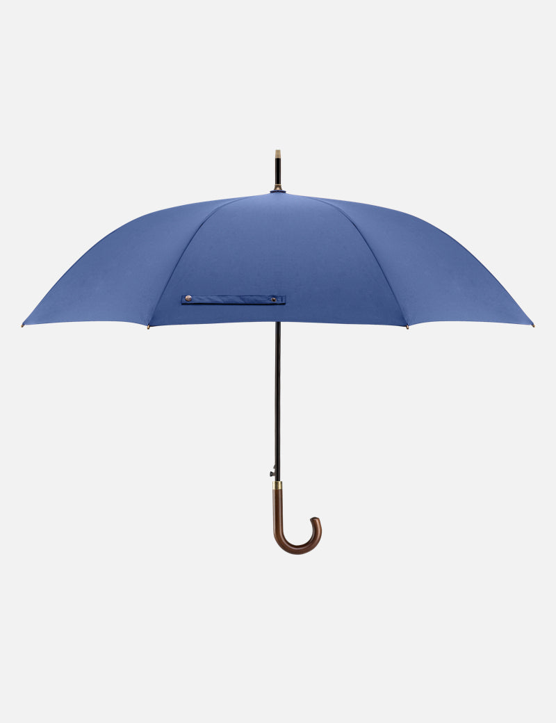 Regenschirm Stockschirm Blau | Lotus Effekt & edler Holzgriff