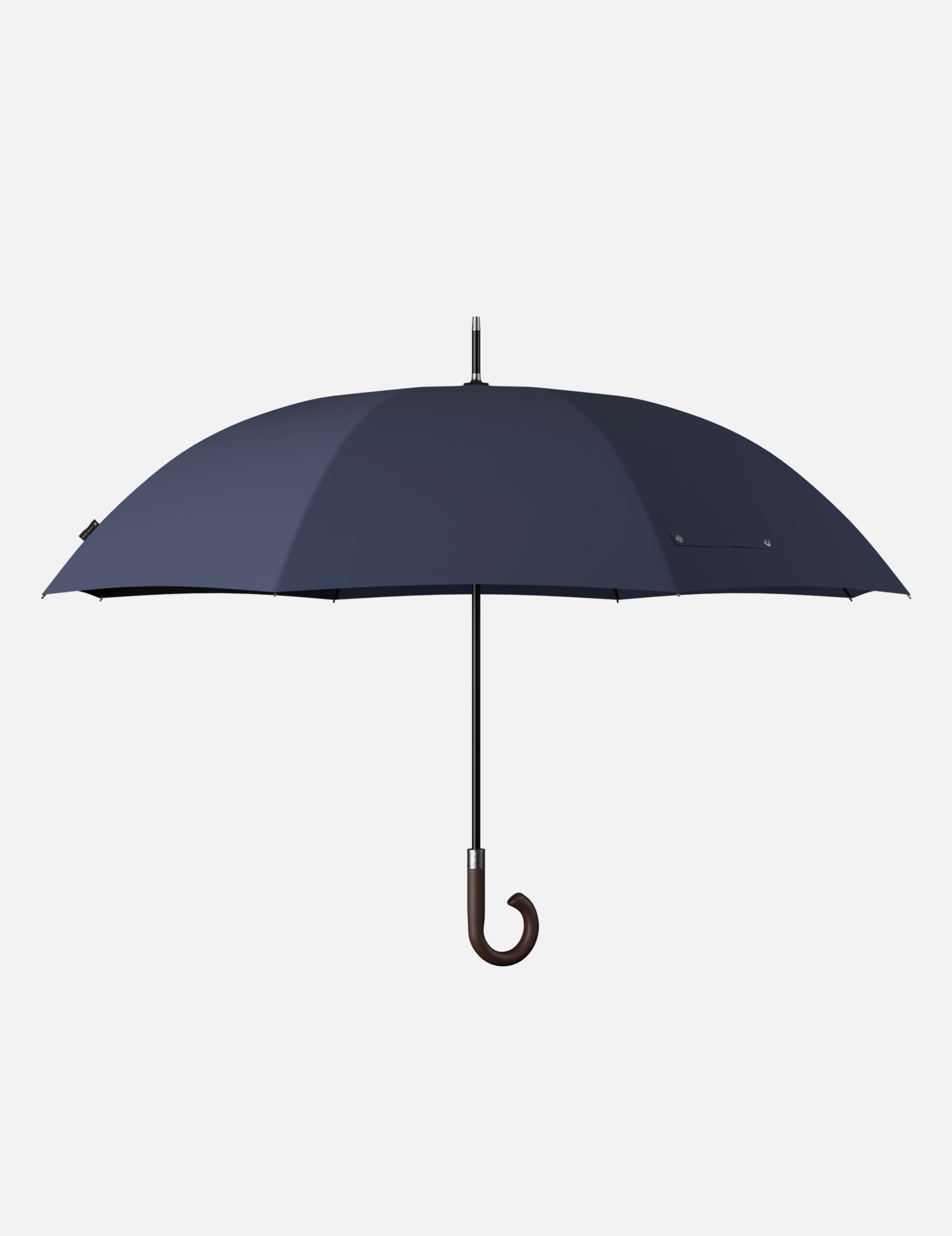 Stockschirm Classic - Blau - Stockschirm - hochwertiger Regenschirm mit Holzgriff - sturmfest & windfest - für 2 Personen