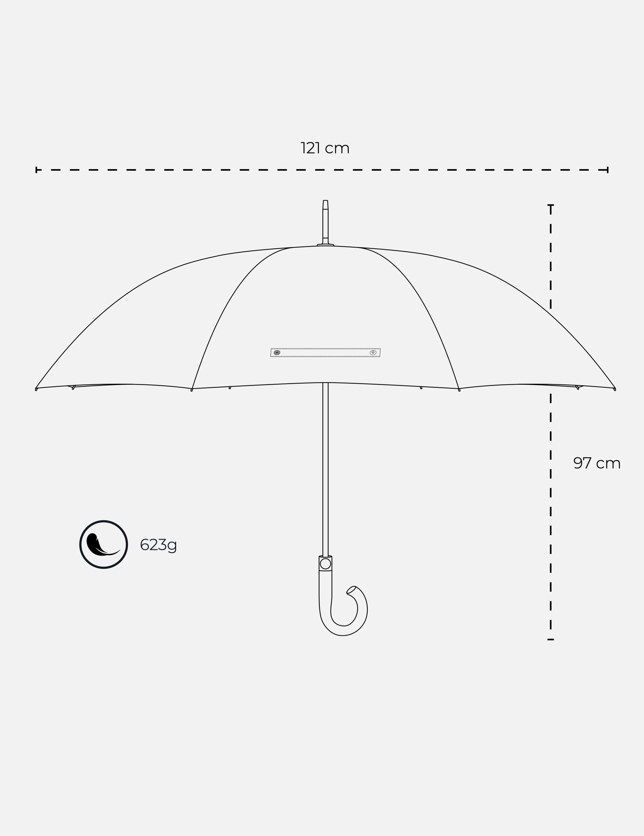 Stockschirm Modern - Grau - Stockschirm - hochwertiger Regenschirm mit Holzgriff - sturmfest & windfest - für 2 Personen