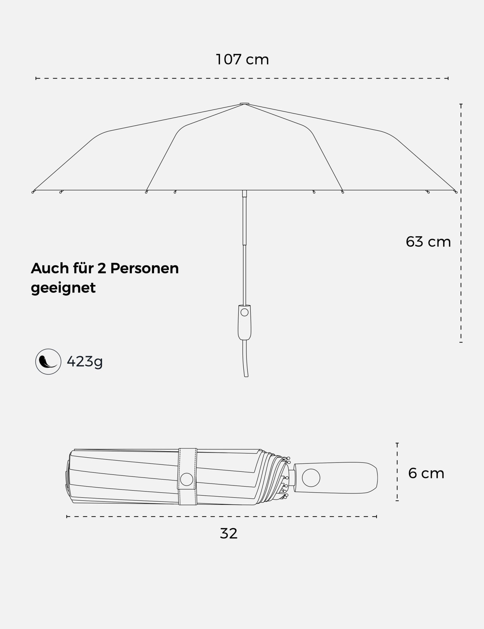Taschenschirm und Stockschirm Duo - Bundle -