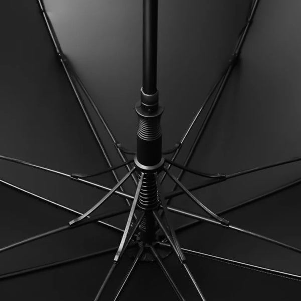 Detail des verstärkten Gestells eines geöffneten Sapor Stockschirms