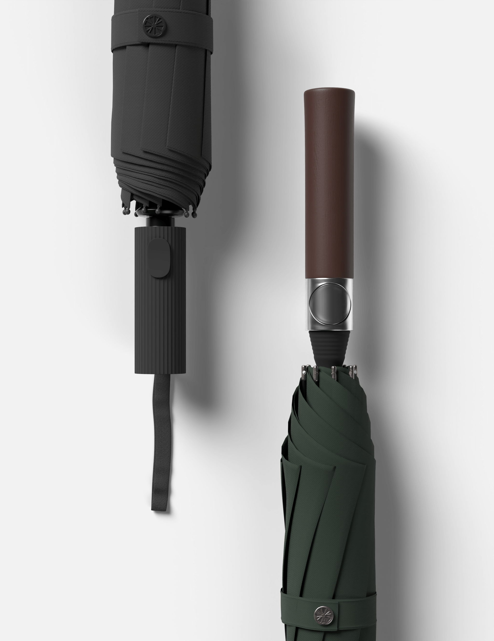 Pocket umbrella and walking umbrella duo