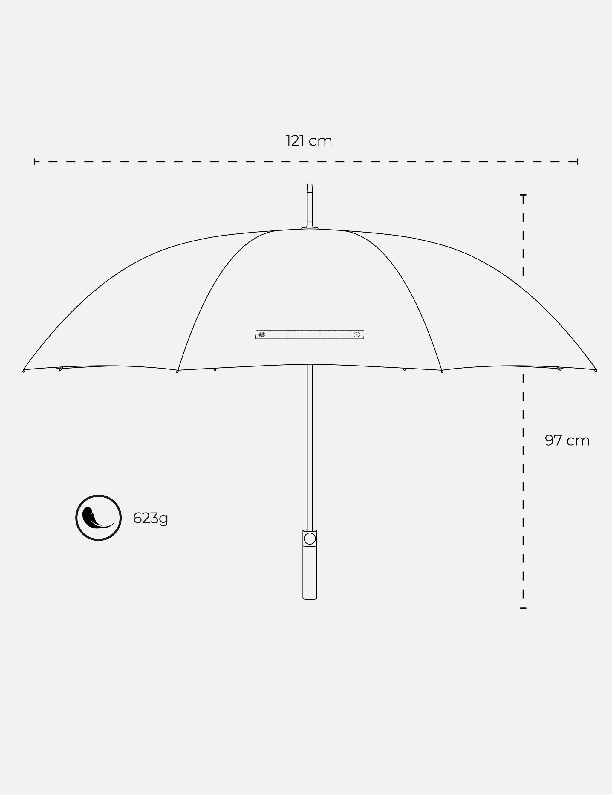 Stockschirm Modern - Blau - Stockschirm - hochwertiger Regenschirm mit Holzgriff - sturmfest & windfest - für 2 Personen